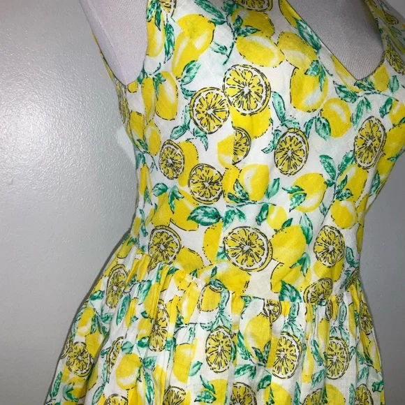 Anthropologie Lemon Print Sleeveless V-Neck Sundress - Picture 6 of 11